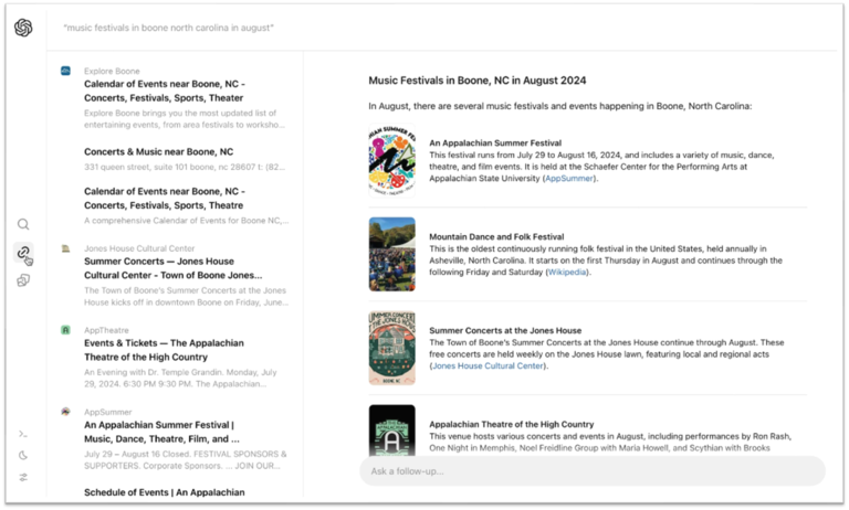 SearchGPT screenshot
