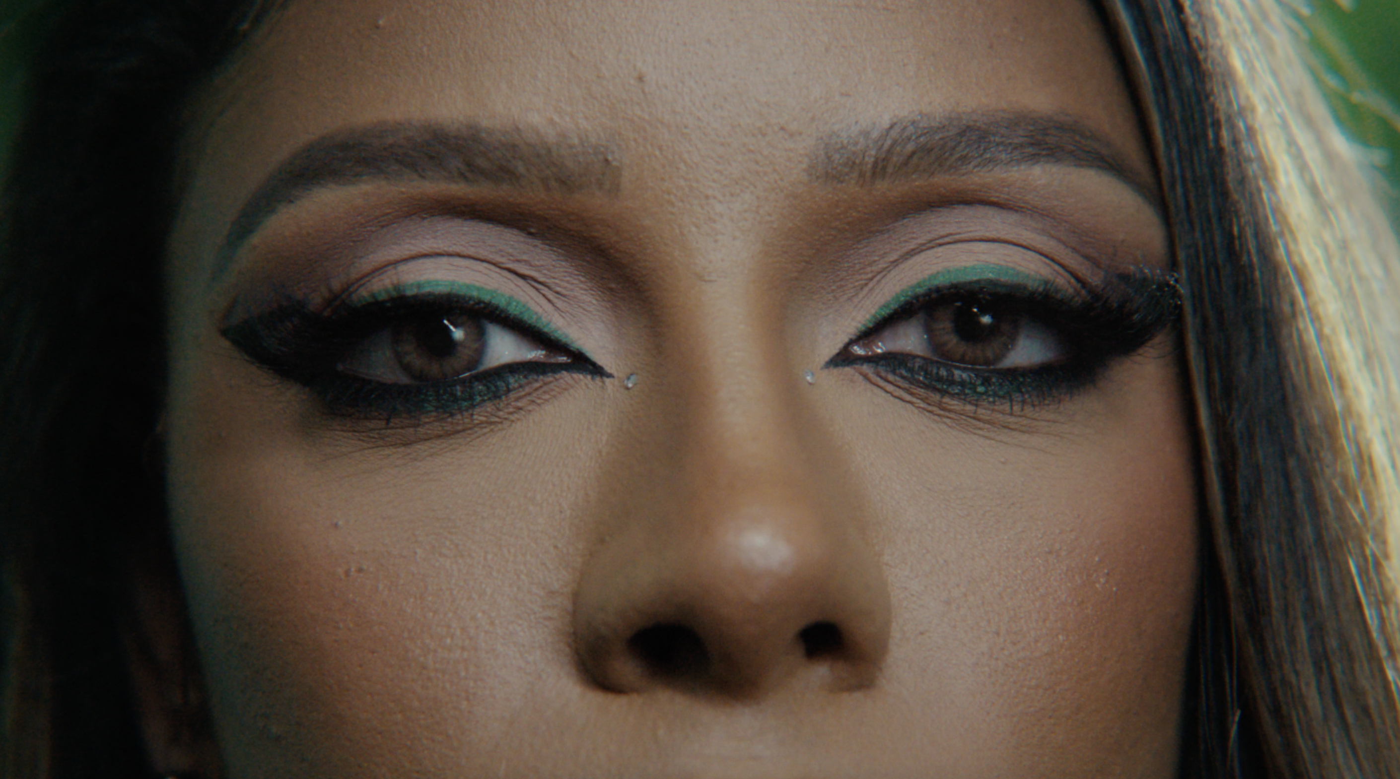 woman staring into camera